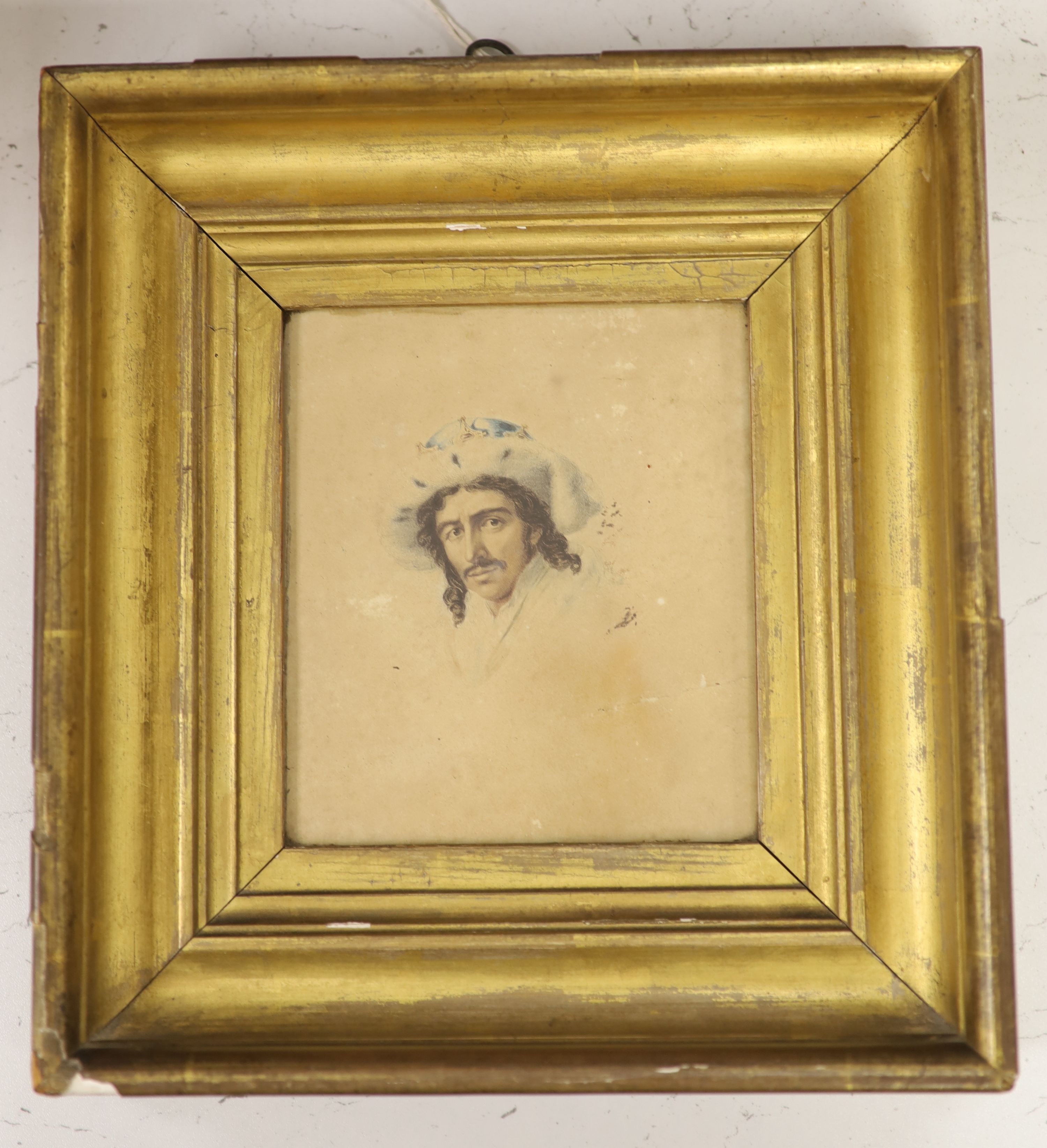 Attributed to John S.Stump, watercolour, the actor Edward Kean as Richard I, 15 x 12.5cm.